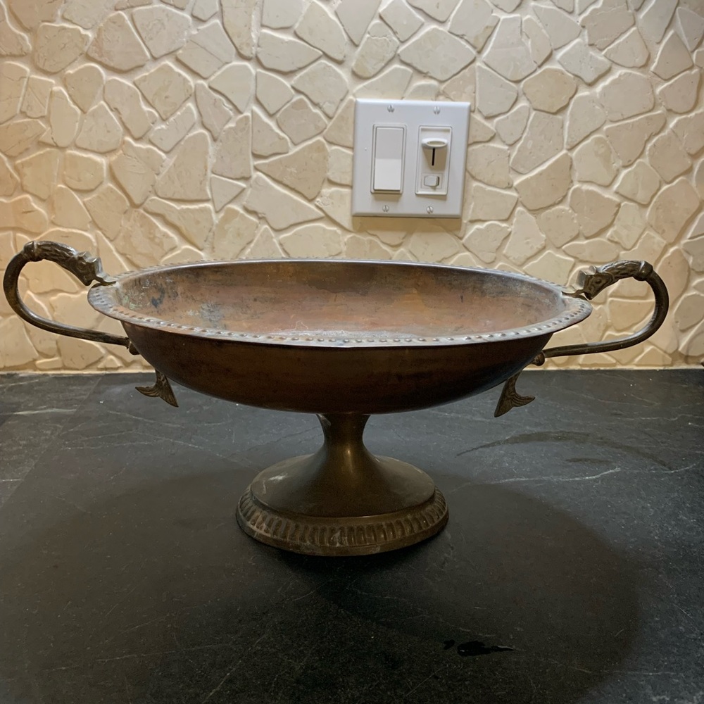 VINTAGE | Worn Metal Pedestal Bowl
